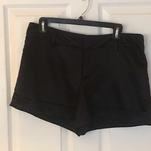 Black satin shorts